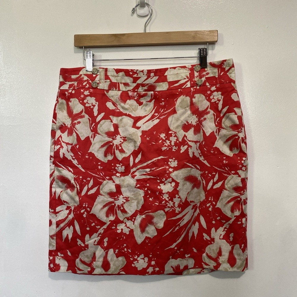 Ann Taylor LOFT Womens Skirt Women Sz 12 Straight Pencil Floral Tropical Lined
